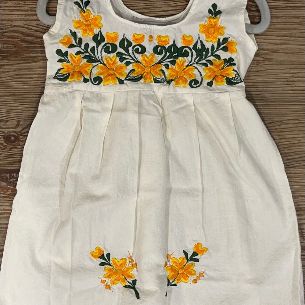 Floral Embroidered Cream Dress for Kids - Gently Used